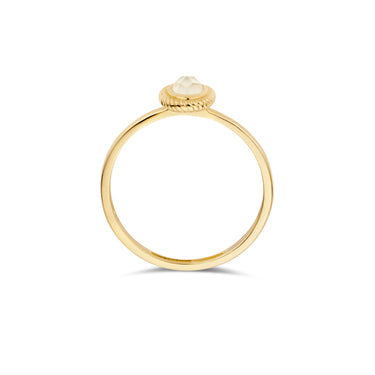 Parelmoer Ring met Bergkristal 14k Geelgoud