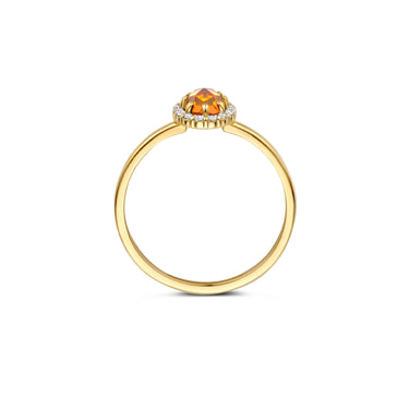 Ring met Citrien & Zirkonia's 14k Geelgoud