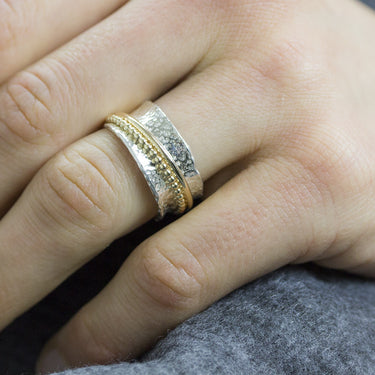 Chique Ring Zilver & Goldfilled, detail