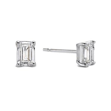 18 karaat witgouden oorstekers met emerald diamant
