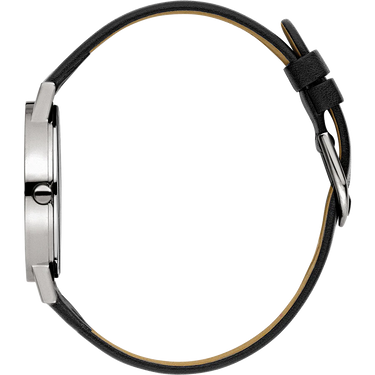 Unisexhorloge Titanium en Zwart Leer