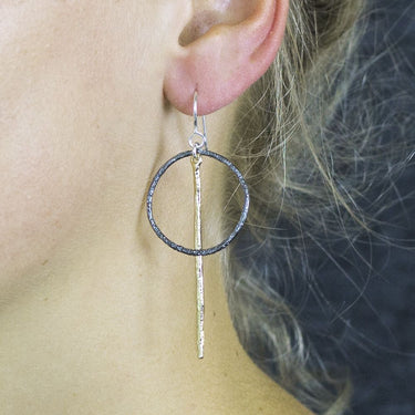 Oorhanger zilver oxy met zilver vergulde pin