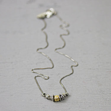 Collier Fijn Zilver Oxy & Goldfilled, detail