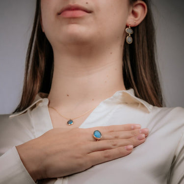 Collier met black rutielkwarts 14 karaat goud