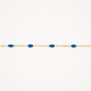 Ankerschakel Armband Blauwe Resin 14k Geelgoud