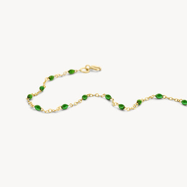 Ankerschakel Armband Groene Resin 14k Geelgoud