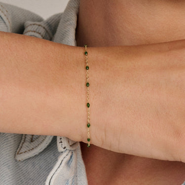Ankerschakel Armband Groene Resin 14k Geelgoud