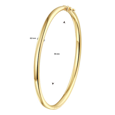 Ovale Scharnier Bangle 4 mm 14k Geelgoud - beeld 3