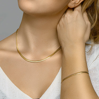 14 Goud op Zilver Vulling Ketting - Gourmet Schakels | 4,7 mm | 45 cm