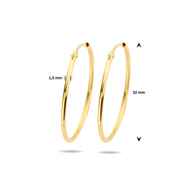Viral Hoops Oorringen 30 mm x 1,5 mm Goud Verguld Zilver