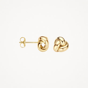 Gevlochten Knoop Oorstekers 8mm 14k Geelgoud