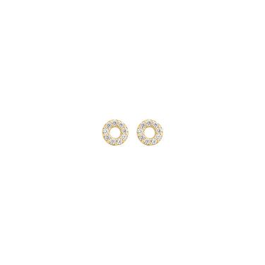 Diamanten Cirkel Oorknoppen 14k Geelgoud