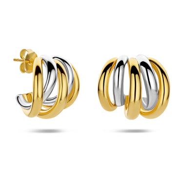 Bicolor Chunky Oorringen 16,5 mm Verguld Zilver - beeld 3