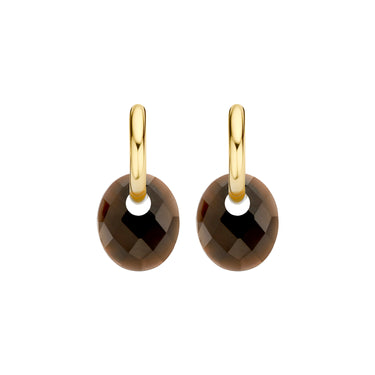 Natuurstenen Oorbelbedels - Smokey Quartz - 12 mm