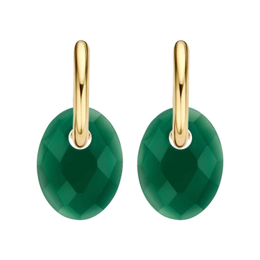 Natuurstenen Oorbedels -  Groen Agaat - 20 mm