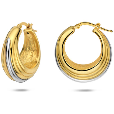 Bicolor Chunky Oorringen 25,5 mm Verguld Zilver - beeld 3