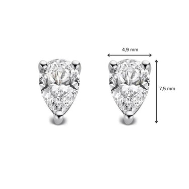Ava oorstekers met 1,00 crt peer diamant in witgoud