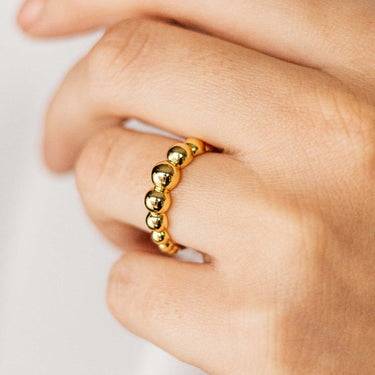 Big Bead Ring Verguld Zilver