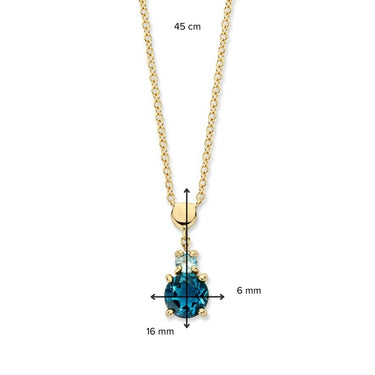 14k Geelgouden Ketting met Saffier