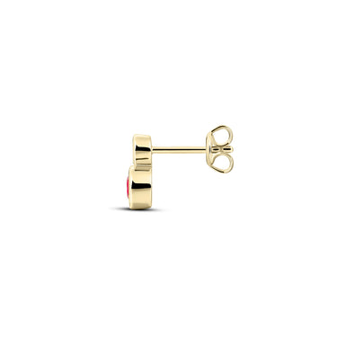 Dubbele Bezel Oorstekers Oranje & Roze Verguld Zilver