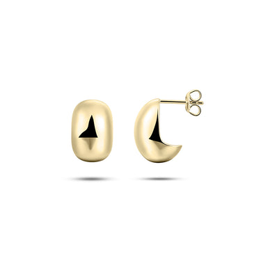 Oval Stud Earrings Gold Plated Silver