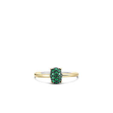 Dashing Details Ring Groen Verguld Zilver