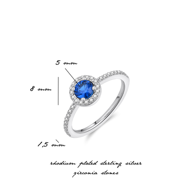 Halo Ring Blauw Zilver