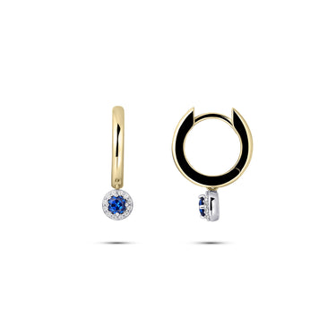 Halo Oorringen met Bedel Blauw Verguld Zilver
