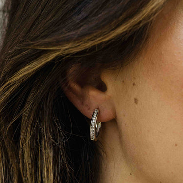 Kleine Chunky Pave Oorringen Zilver (15mm)