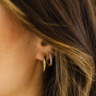 Verguld Zilveren Oorringen met Stenen 2 mm breed - diameter 15 mm