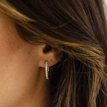 Verguld Zilveren Oorringen met Stenen 2 mm breed - diameter 20 mm