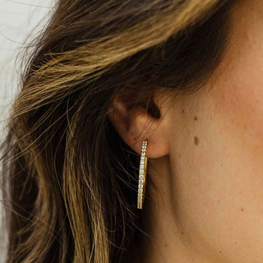 Verguld Zilveren Oorringen met Stenen 2 mm breed - diameter 30 mm