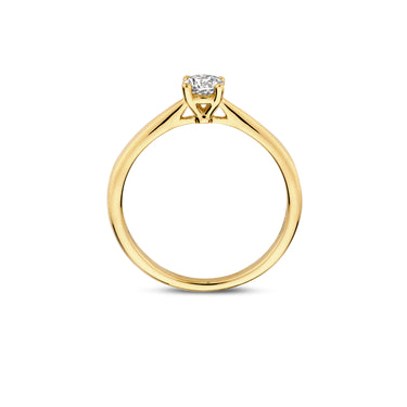 Solitair ring 4-prong 0,35ct lab-grown diamant geelgoud