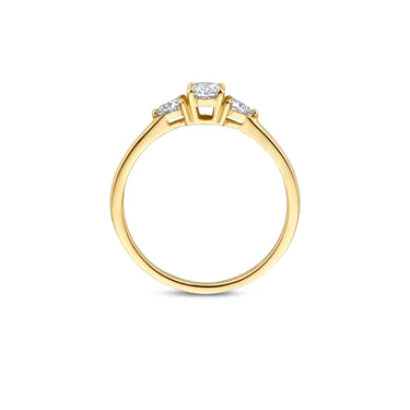 Ovaal & peer ring 0,55ct lab-grown diamant geelgoud