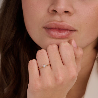 Ovale solitair ring 0,20ct lab-grown diamant geelgoud