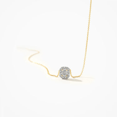 Emerald cut halo ketting 0,40ct lab-grown diamant geelgoud
