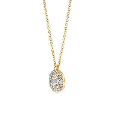 Collier halo 0,32ct lab-grown diamant geelgoud
