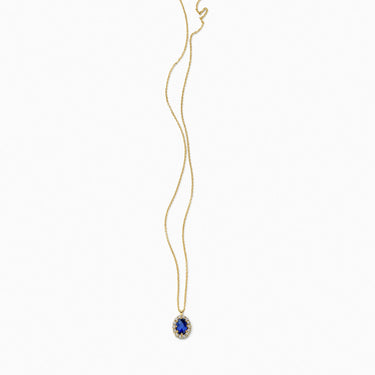 Collier blauwe saffier & lab-grown diamant geelgoud