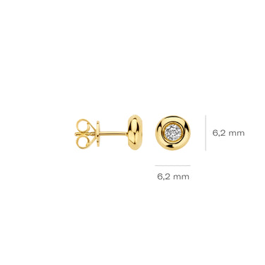 Ronde oorknopjes 0,20ct lab-grown diamant geelgoud