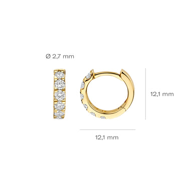 Pavé huggie oorringen 0,58ct lab-grown diamant geelgoud