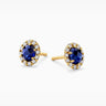 Oorknopjes blauwe saffier & lab-grown diamant 0,52ct geelgoud