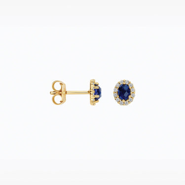 Oorknopjes blauwe saffier & lab-grown diamant 0,52ct geelgoud