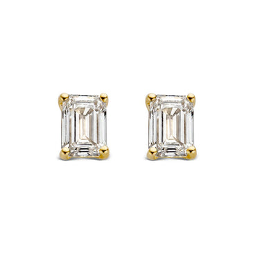 Nora oorstekers met 0,50 crt emerald diamant in geelgoud