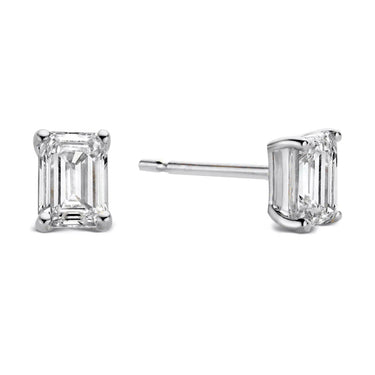Nora oorstekers met 1,00 crt emerald diamant in witgoud