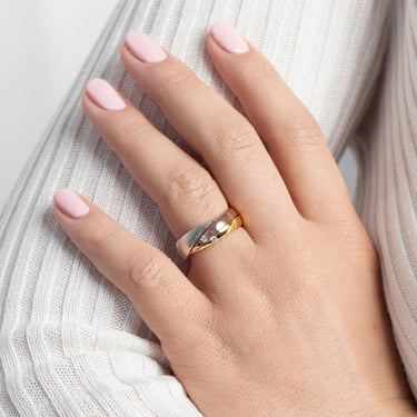 Bold Statement Ring Tricolor Zilver