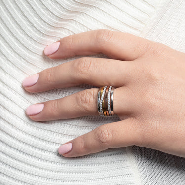 Cocktail Statement Ring Tricolor Zilver