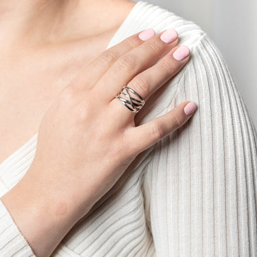 Driedubbele Crossover Ring Zilver
