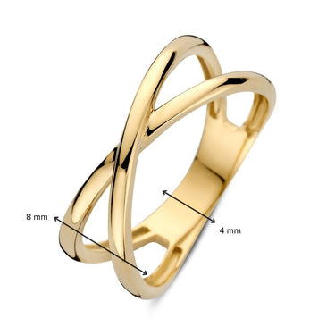Open Crossover Ring 14k Geelgoud