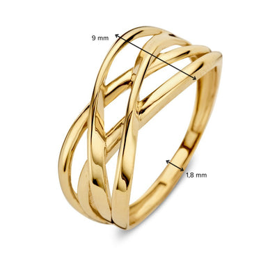 Ring met Gekruiste Banen 14k Geelgoud