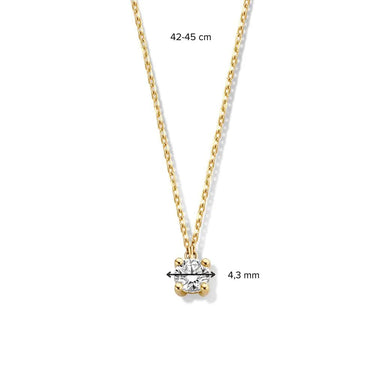 Gouden Ketting - Solitair Hanger - 0.30 ct